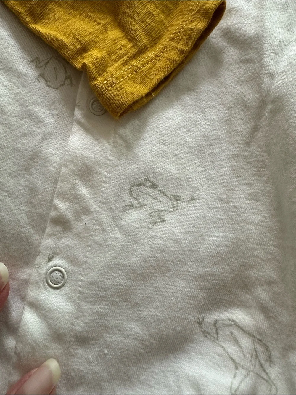 Mud Pie Striped Lion Applique Footie - Blue, White & Mustard